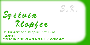 szilvia klopfer business card